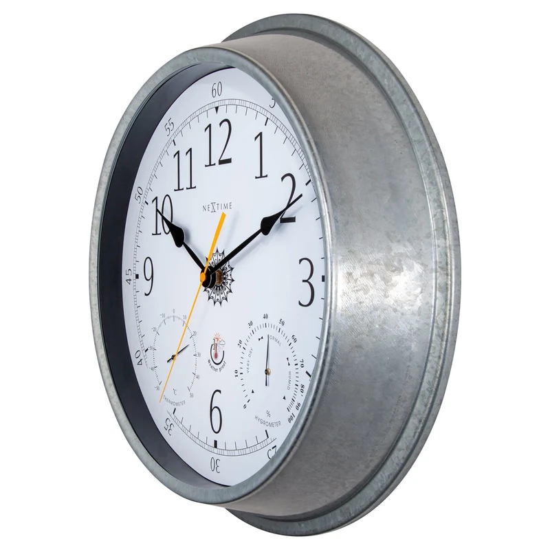 Weatherstation - Wall clock - Weatherproof - 40.5 cm - Metal - Galvanized Tulip