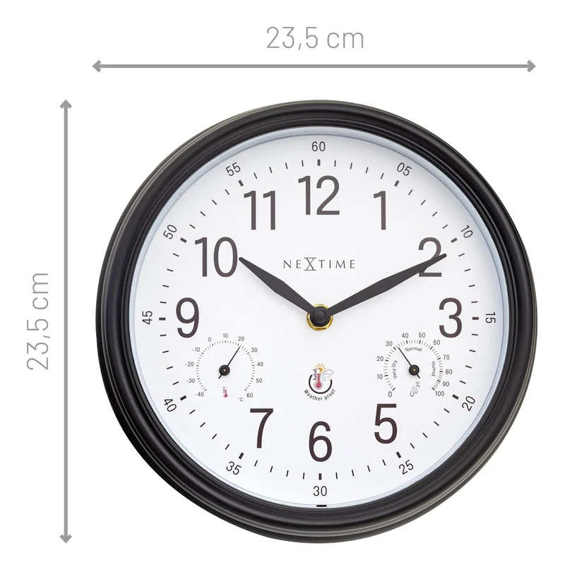 Weatherstation - Wall clock - 23.5 cm -weatherproof - Jasmine