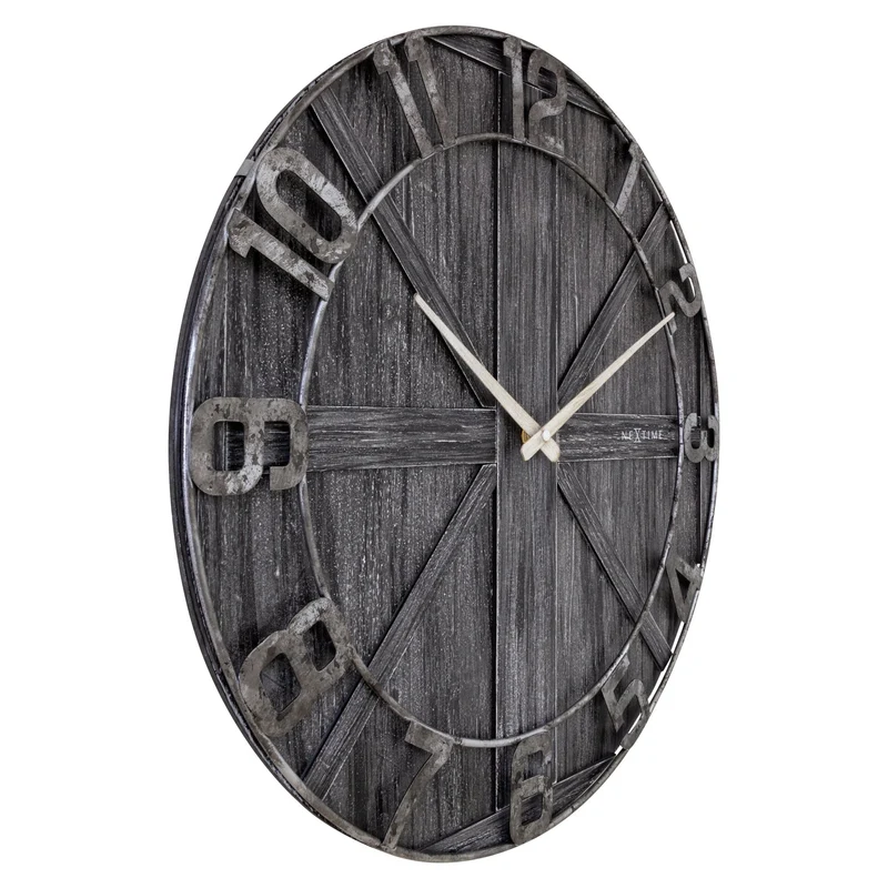 Large wall clock - 50cm - Silent - Wood - Metal - "York"