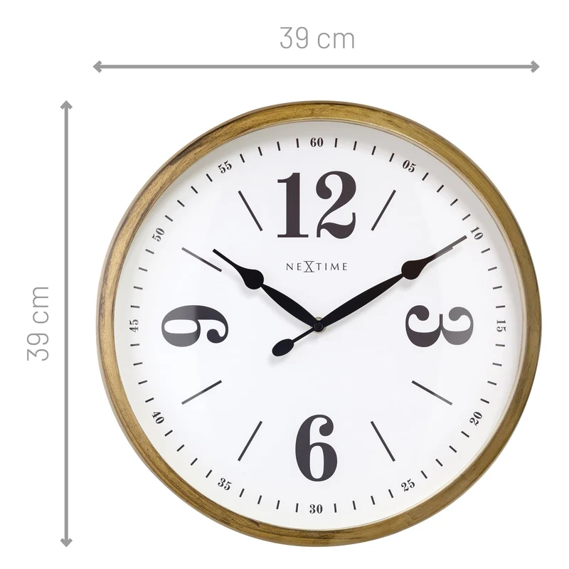 Wall clock 39cm - Silent - White - Metal - "Classic"