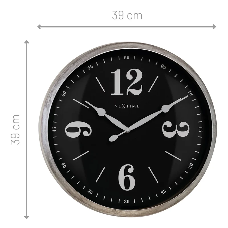 Wall clock 39cm - Silent - White - Metal - "Classic"