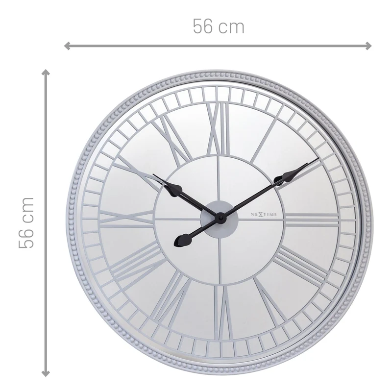Large Wall clock 56cm - Silent - Mirror - Glass - "Cleopatra's Mirror"