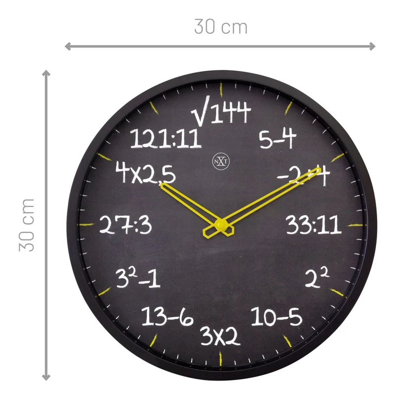 Wall clock 30cm - Silent - Plastic - "Maths"