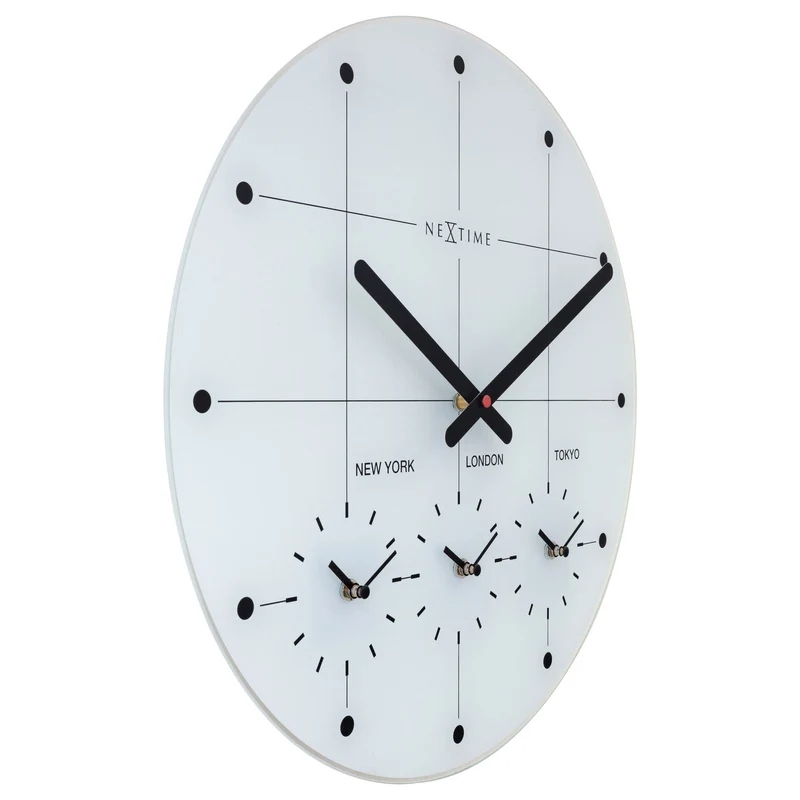 Wall Clock 43cm - Silent - Glass - "Big City"