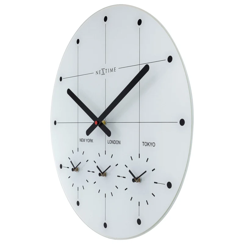 Wall Clock 43cm - Silent - Glass - "Big City"