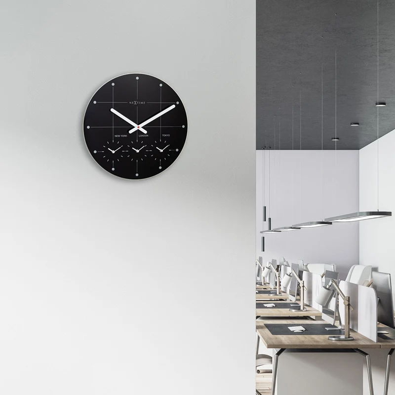 Wall Clock 43cm - Silent - Glass - "Big City"