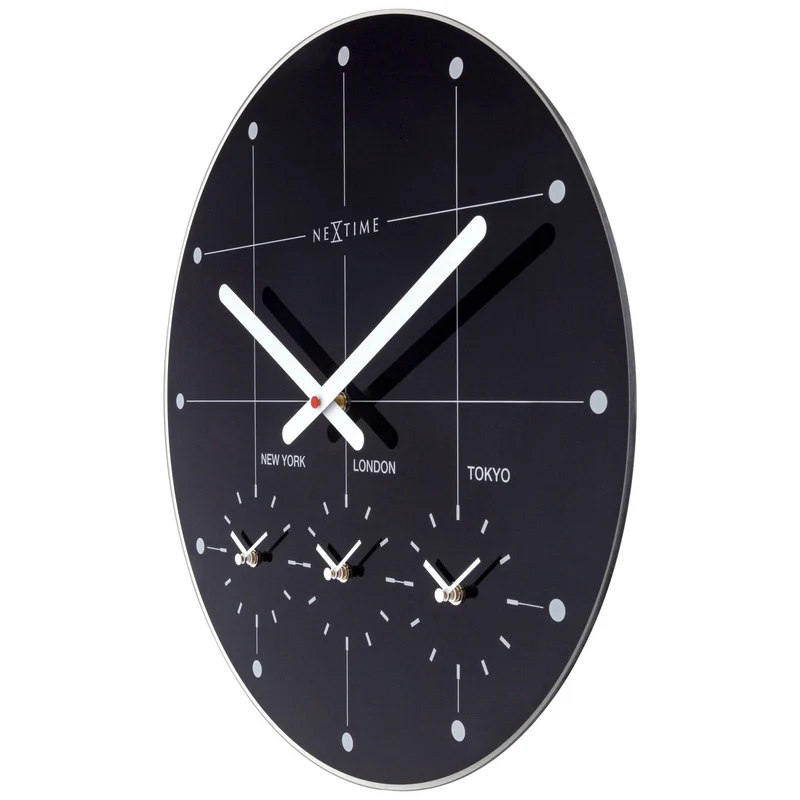 Wall Clock 43cm - Silent - Glass - "Big City"