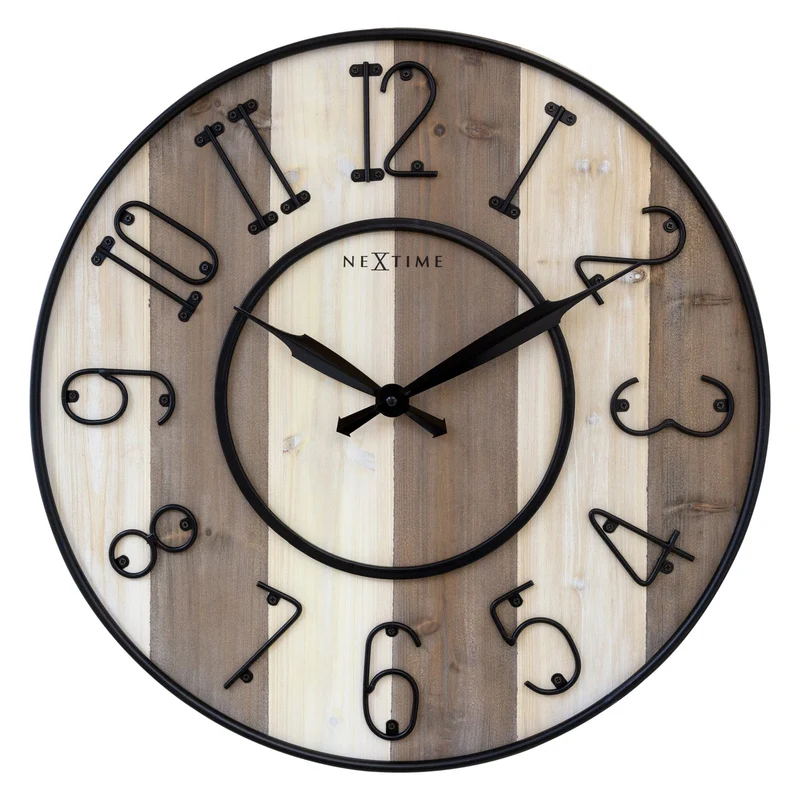 Large Wall Clock - 50cm - Silent - Wood Metal - "Oxford"