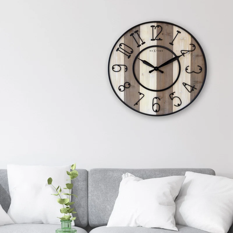 Large Wall Clock - 50cm - Silent - Wood Metal - "Oxford"