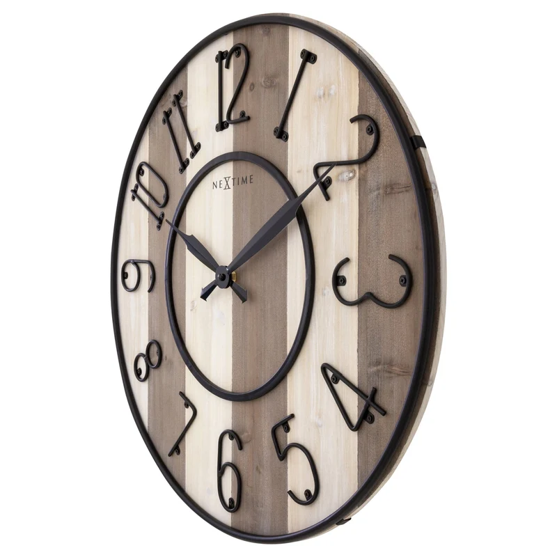 Large Wall Clock - 50cm - Silent - Wood Metal - "Oxford"