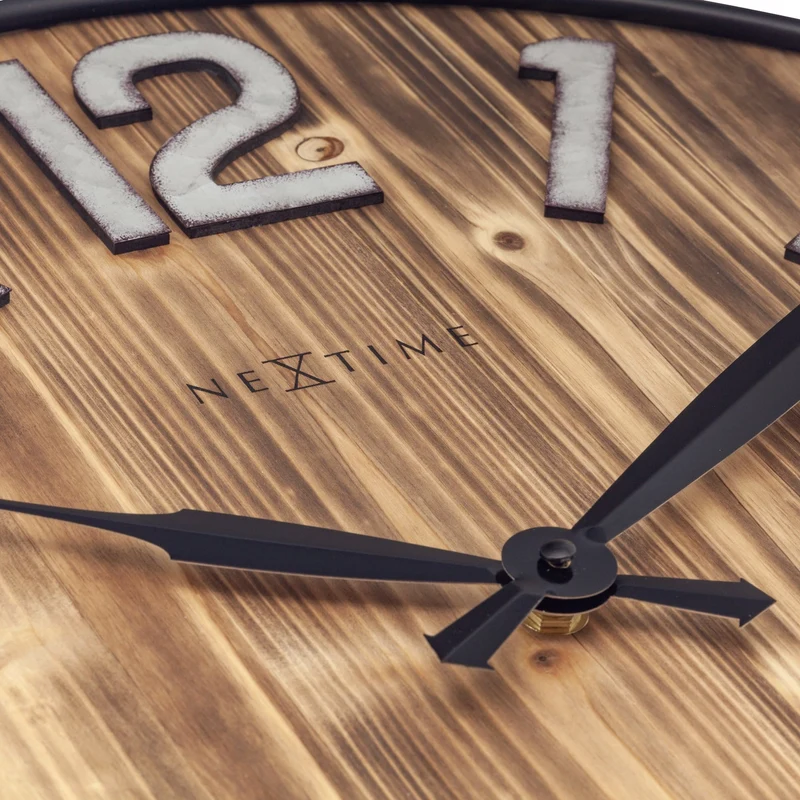 Large Wall Clock - 50cm - Silent - Wood - Metal - "Aberdeen"