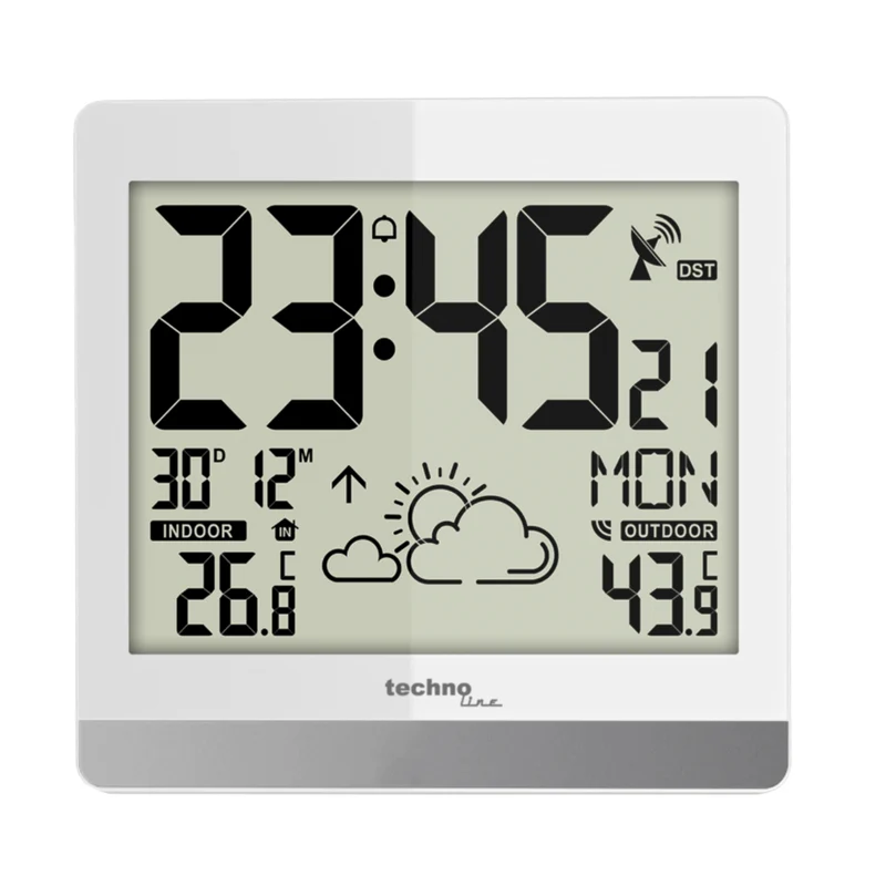 Wetterstation - Inklusive Außensensor - Wettervorhersage - Weckfunktion - Funkuhr - Datum - Technoline WS 8119