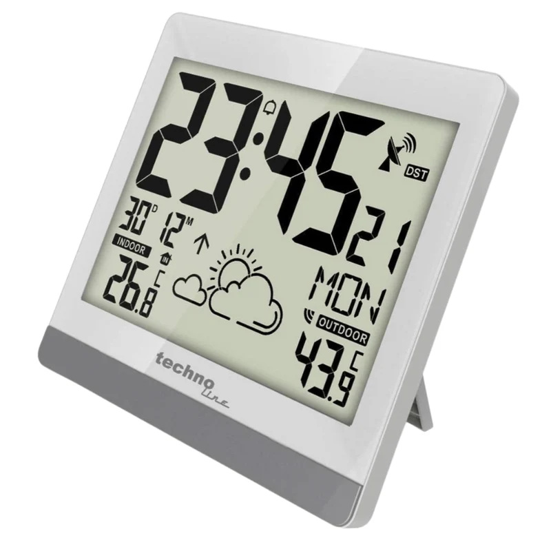 Wetterstation - Inklusive Außensensor - Wettervorhersage - Weckfunktion - Funkuhr - Datum - Technoline WS 8119
