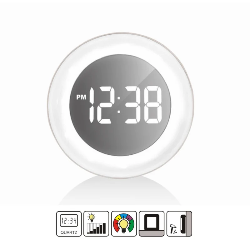 Digitale Wanduhr / Tischuhr - Beleuchtung in verschiedenen Farben - Spiegelbild - Technoline WS 8086