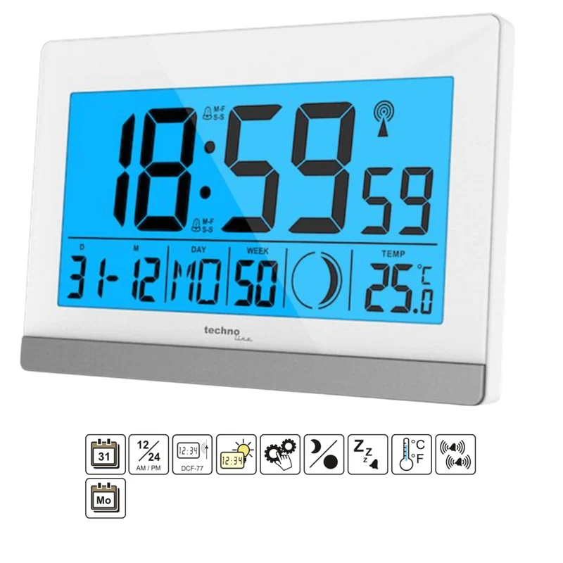 Funkwecker - Datum - Temperatur/Wetterlage - Weckerfunktion - Technoline WS 8056