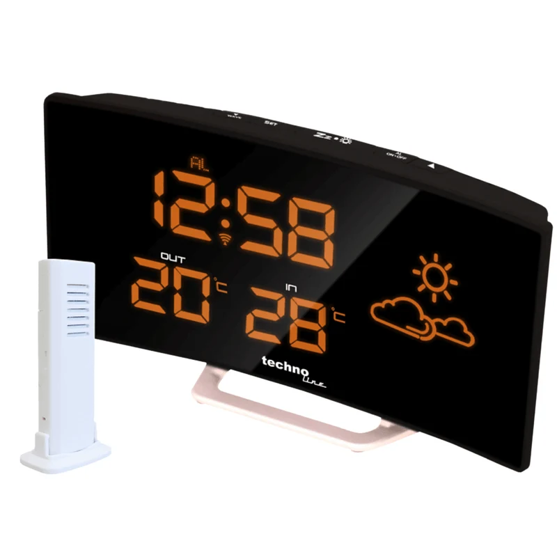 Große gebogene Digitalanzeige / Innenthermometer / Hygrometer Wetterstation - TECHNOLINE WS6832