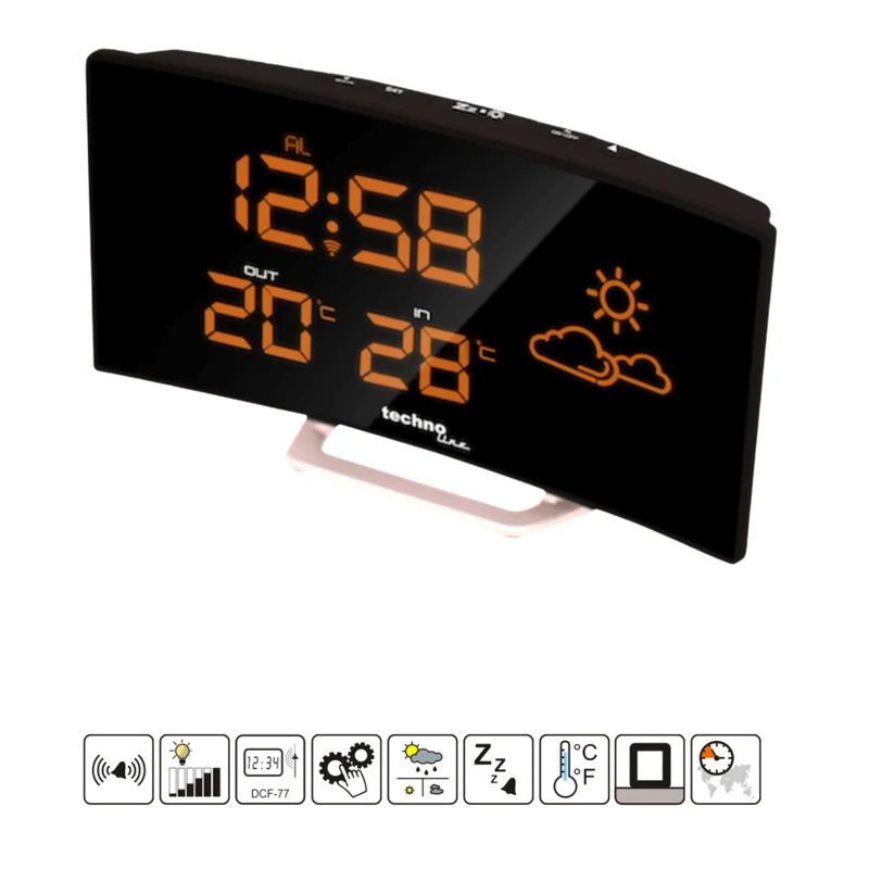 Große gebogene Digitalanzeige / Innenthermometer / Hygrometer Wetterstation - TECHNOLINE WS6832