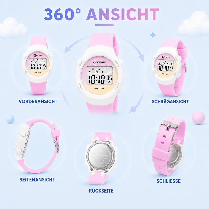 Digitaal Kinderhorloge Waterdicht Sport met Alarm en Stoppuhr Kinderwekker Polshorloge Kids Meisjes Jongens | Sansoti