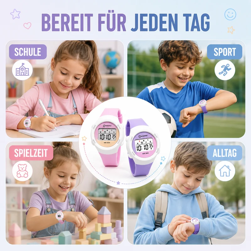 Digitaal Kinderhorloge Waterdicht Sport met Alarm en Stoppuhr Kinderwekker Polshorloge Kids Meisjes Jongens | Sansoti