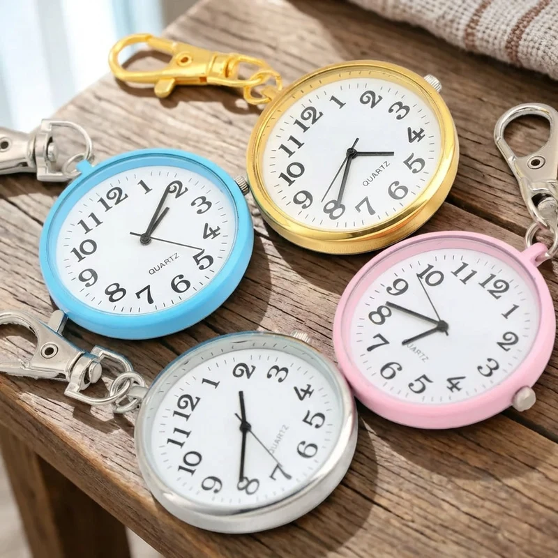 Compacte Zakhorloge met Sleutelhanger Clip Analoog Kwartsuurwerk Handig Draagbaar Altijd Tijd bij Hand | Sansoti