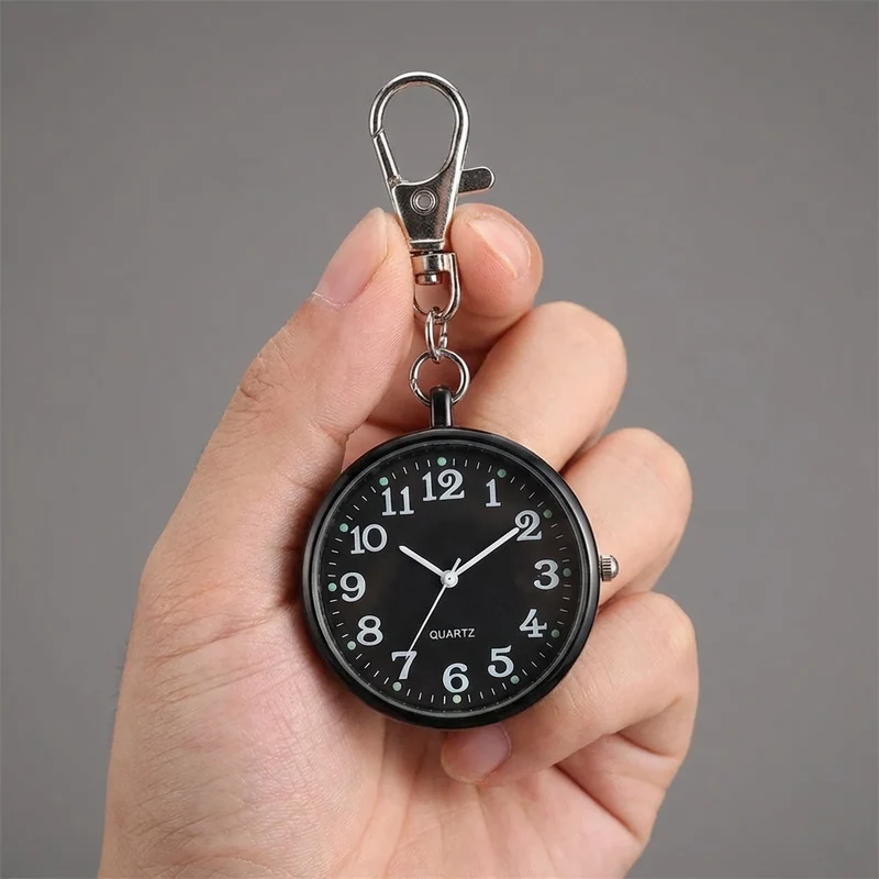 Compacte Zakhorloge met Sleutelhanger Clip Analoog Kwartsuurwerk Handig Draagbaar Altijd Tijd bij Hand | Sansoti