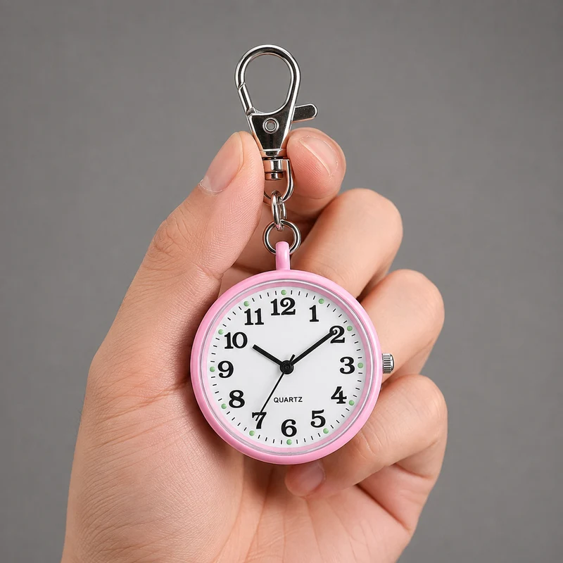 Compacte Zakhorloge met Sleutelhanger Clip Analoog Kwartsuurwerk Handig Draagbaar Altijd Tijd bij Hand | Sansoti