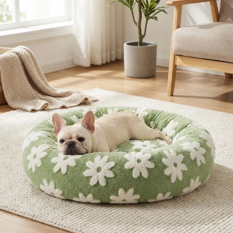 Rond Hondenbed met Hoge Rand Klein Pluche Ligkussen voor Honden Extra Zachte Slaapplaats Comfort Huisdier | Sansoti