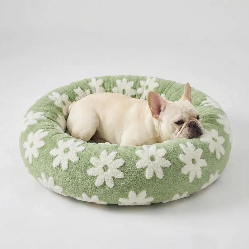 Rond Hondenbed met Hoge Rand Klein Pluche Ligkussen voor Honden Extra Zachte Slaapplaats Comfort Huisdier | Sansoti