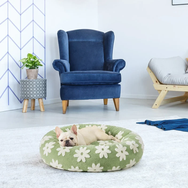 Rond Hondenbed met Hoge Rand Klein Pluche Ligkussen voor Honden Extra Zachte Slaapplaats Comfort Huisdier | Sansoti