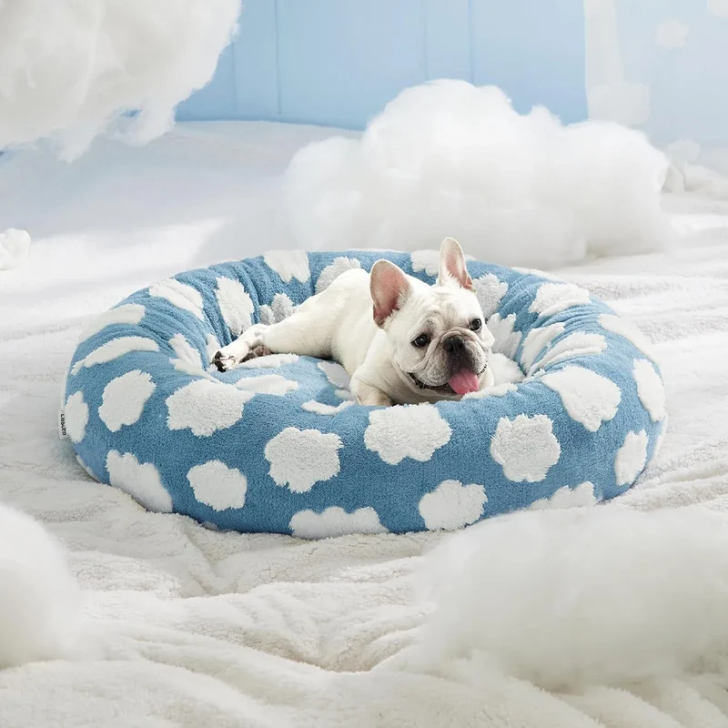 Rond Hondenbed met Hoge Rand Klein Pluche Ligkussen voor Honden Extra Zachte Slaapplaats Comfort Huisdier | Sansoti