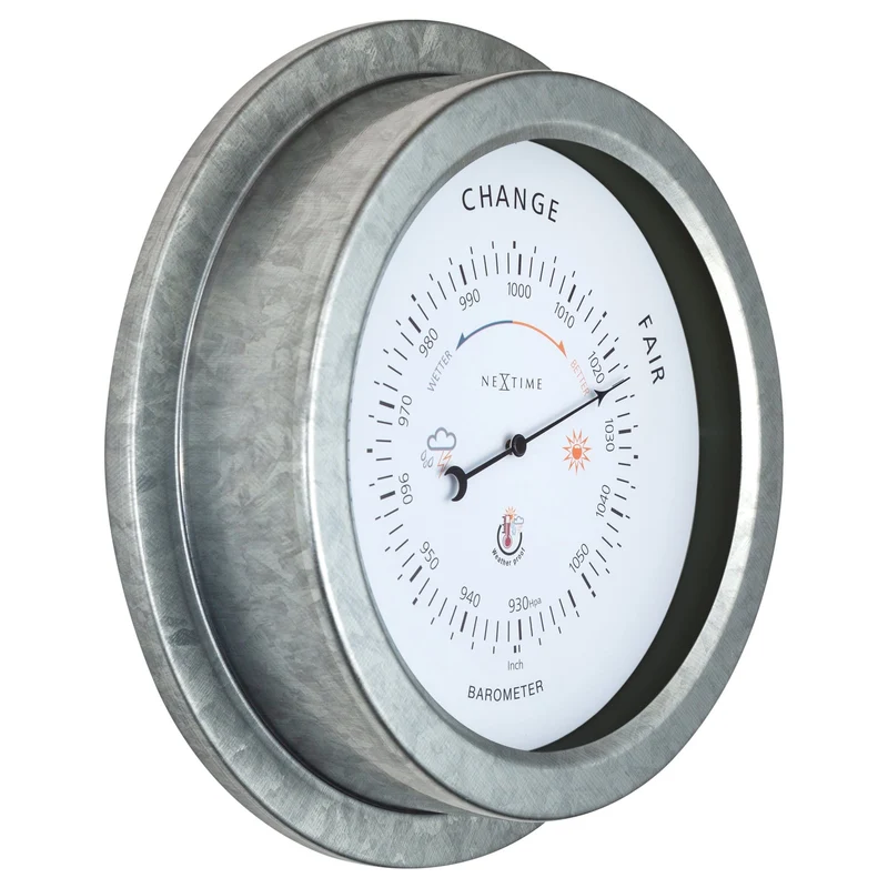 Weatherproof Barometer - 22cm - Metal - Galvanized Orchid