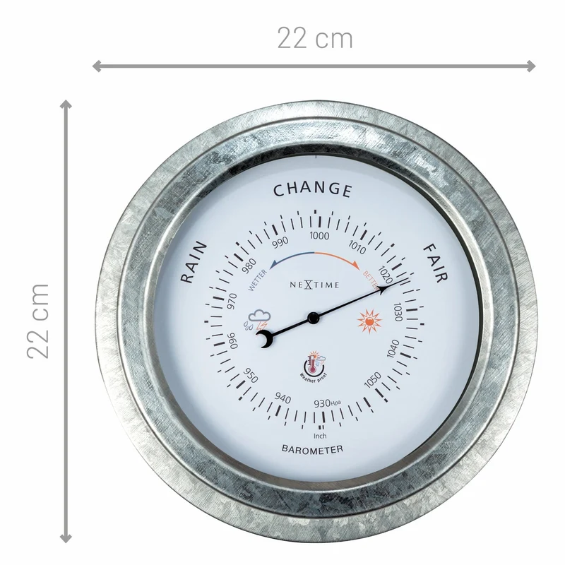 Weatherproof Barometer - 22cm - Metal - Galvanized Orchid