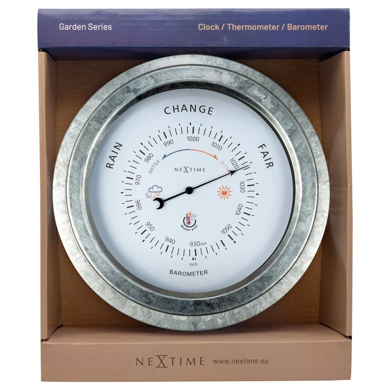 Weatherproof Barometer - 22cm - Metal - Galvanized Orchid