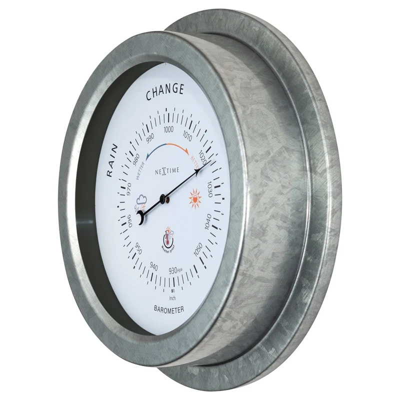 Weatherproof Barometer - 22cm - Metal - Galvanized Orchid