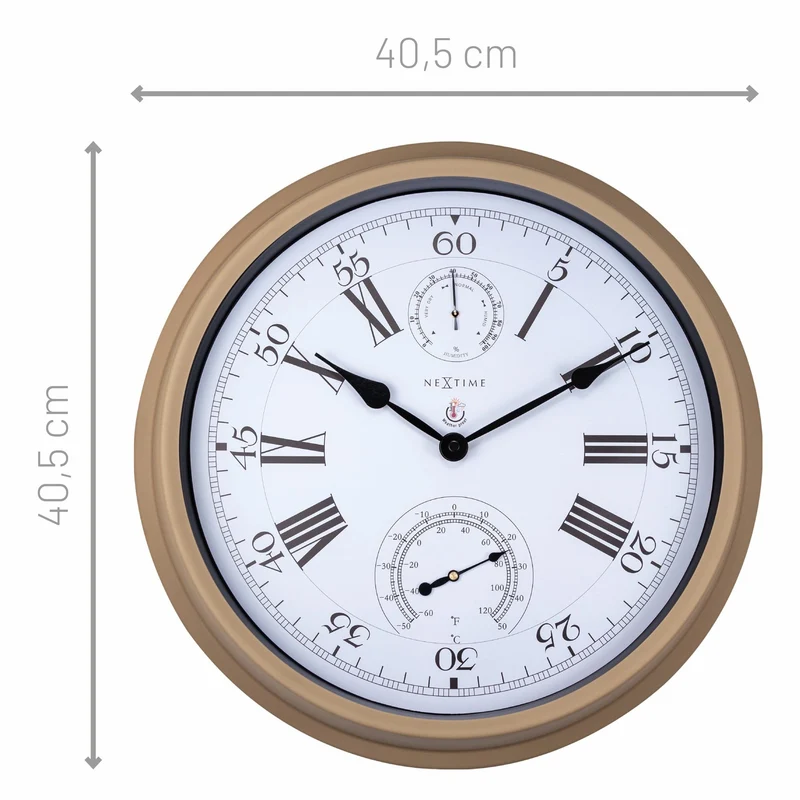 Weatherstation - Wall clock - Weatherproof - 40.5 cm - Metal - Hyacinth