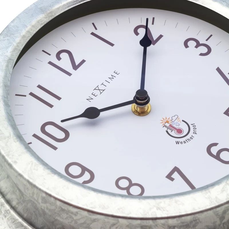 Weatherproof Outdoor Wall Clock - 22cm - Metal - Galvanized Poppy
