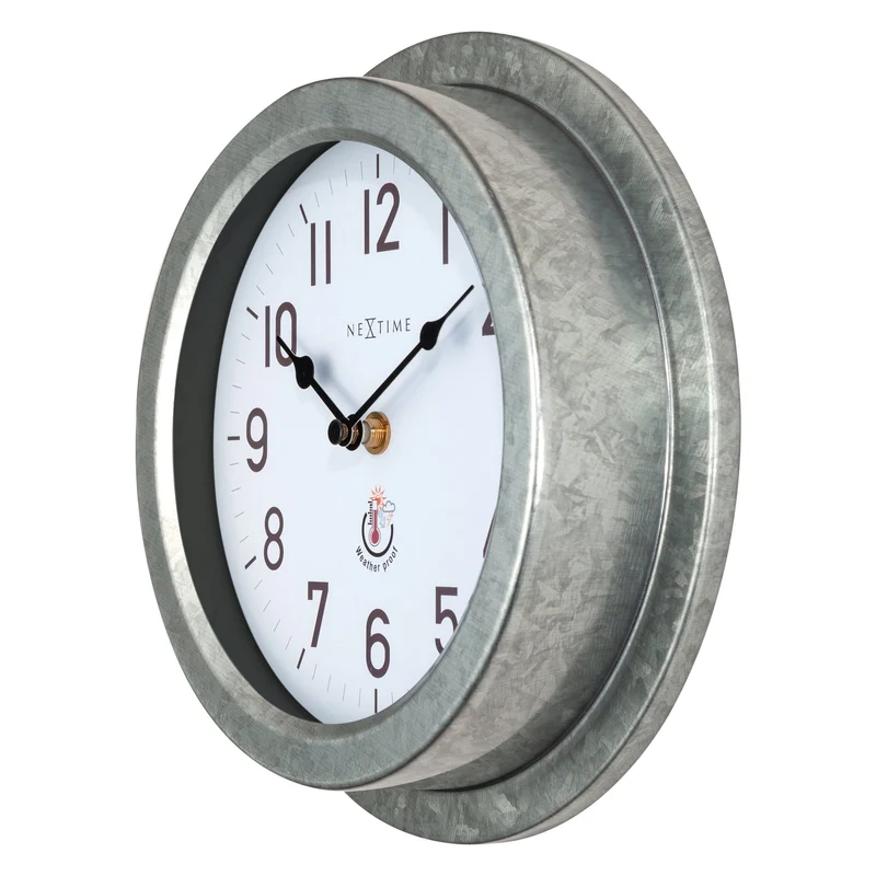 Weatherproof Outdoor Wall Clock - 22cm - Metal - Galvanized Poppy