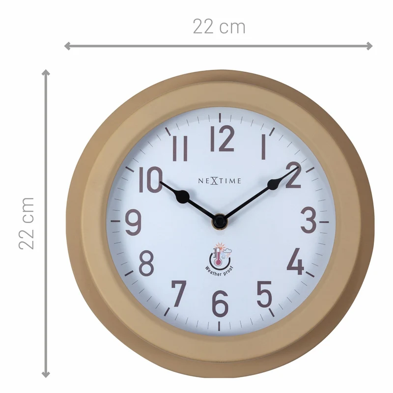 Weatherproof Outdoor Wall Clock - 22cm - Metal - Galvanized Poppy