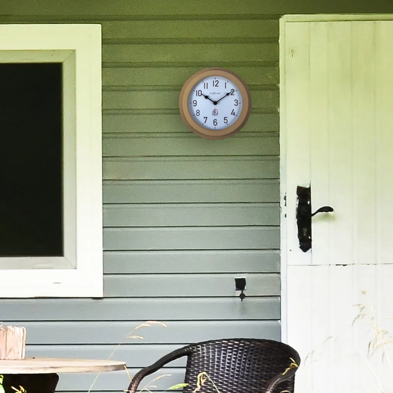 Weatherproof Outdoor Wall Clock - 22cm - Metal - Galvanized Poppy