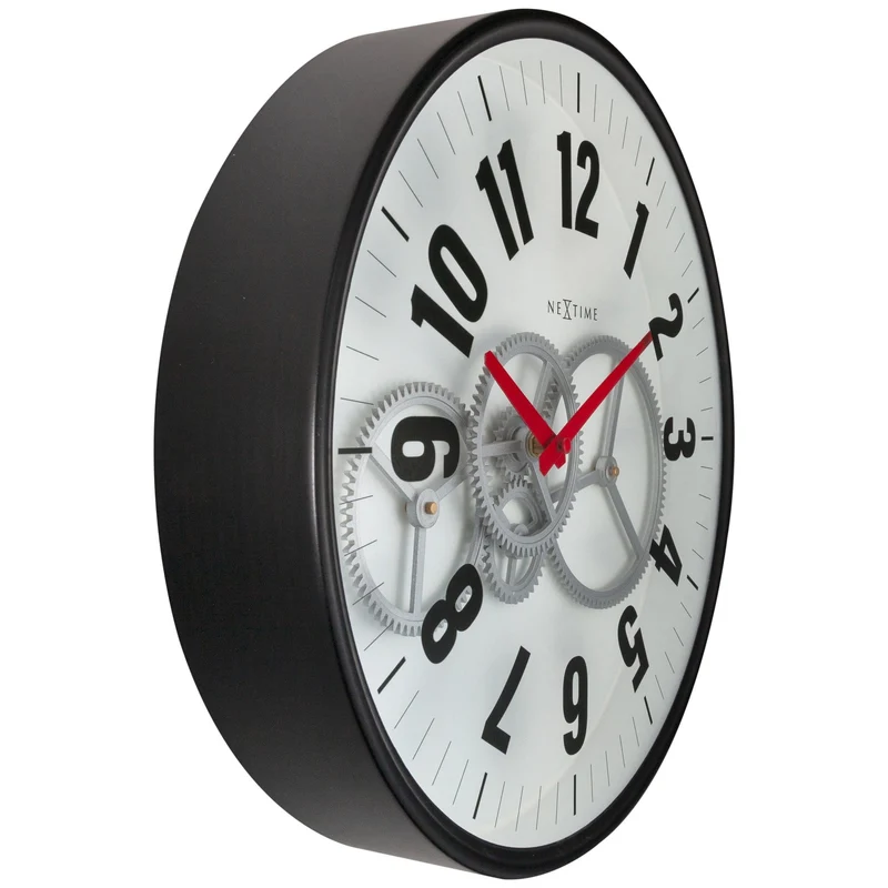 Modern Gear Clock With Moving Gears - 36cm - Metal/Glass