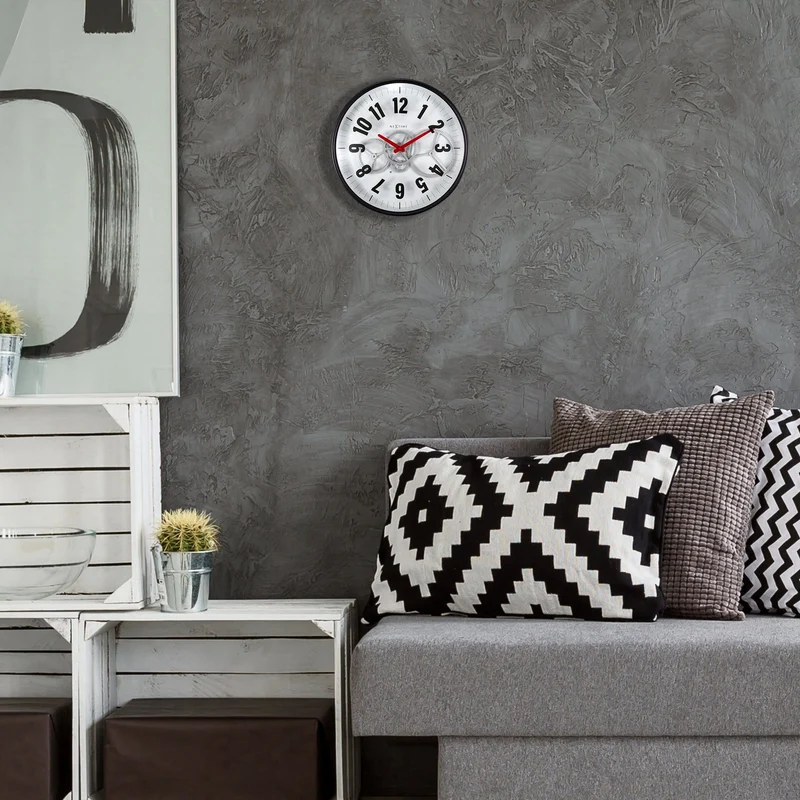 Modern Gear Clock With Moving Gears - 36cm - Metal/Glass