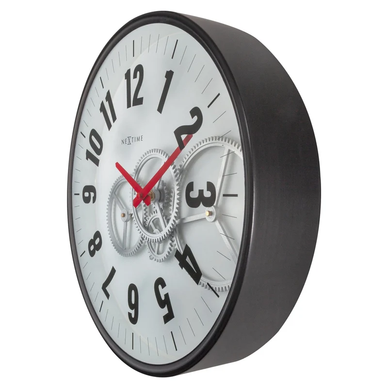 Modern Gear Clock With Moving Gears - 36cm - Metal/Glass
