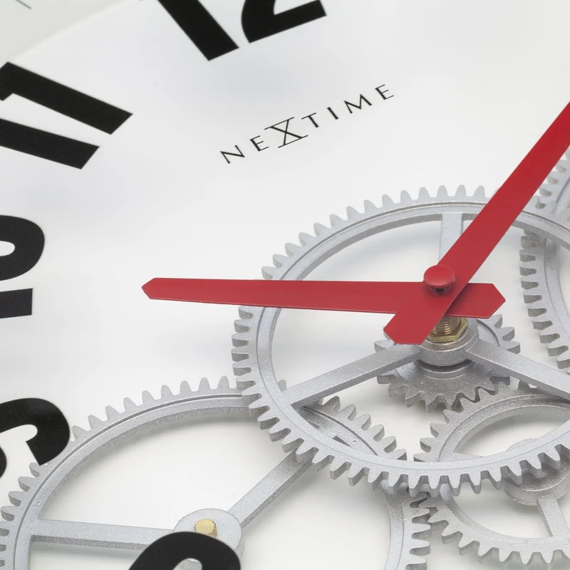 Modern Gear Clock With Moving Gears - 36cm - Metal/Glass
