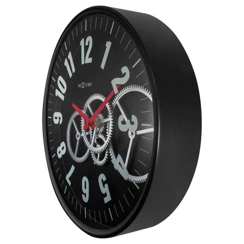 Modern Gear Clock With Moving Gears - 36cm - Metal/Glass