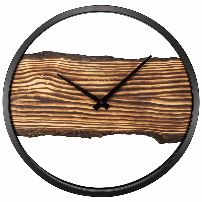 Wooden Wall Clock - Silent - 30cm - Wood/ Metal - Forest