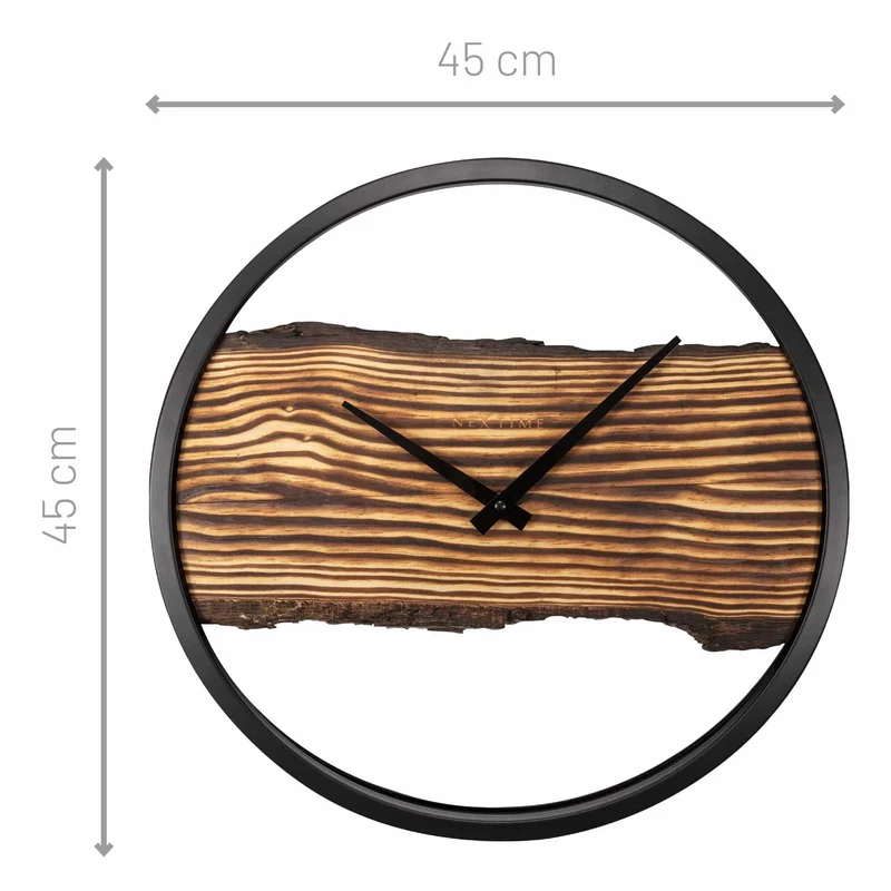 Wooden Wall Clock - Silent - 30cm - Wood/ Metal - Forest