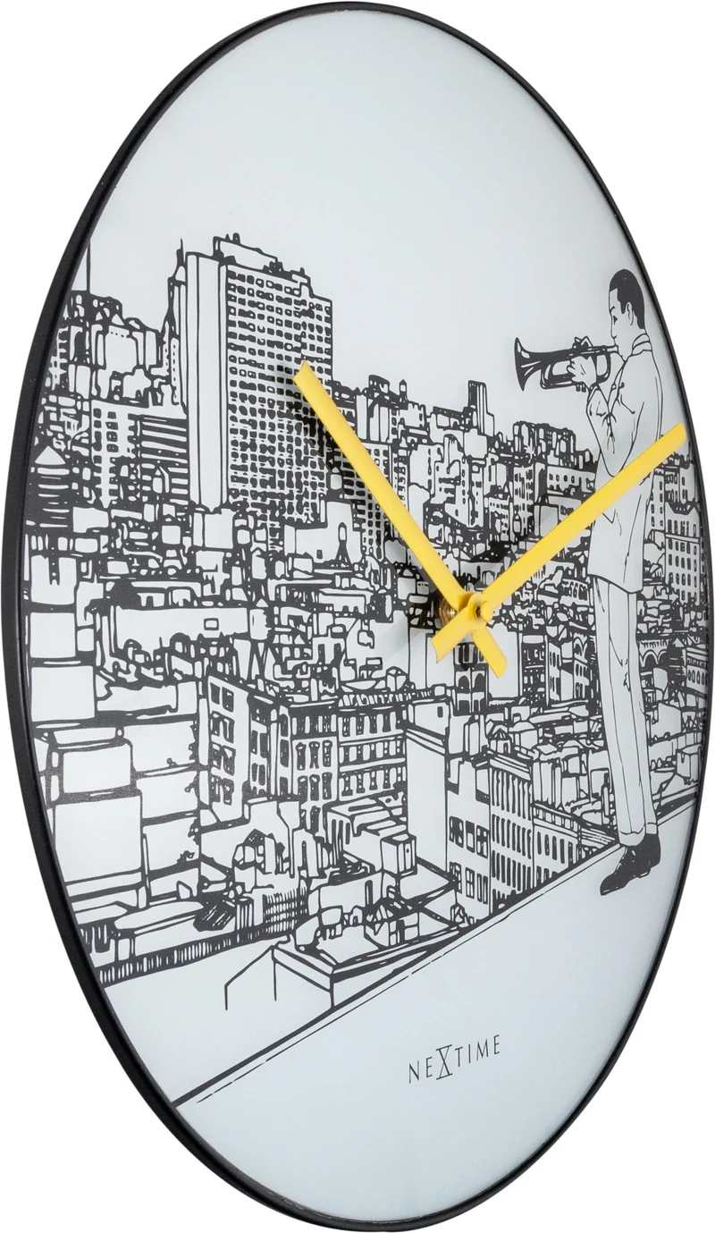 Wall clock - 40 cm - Glass / Metal - Trumpet City