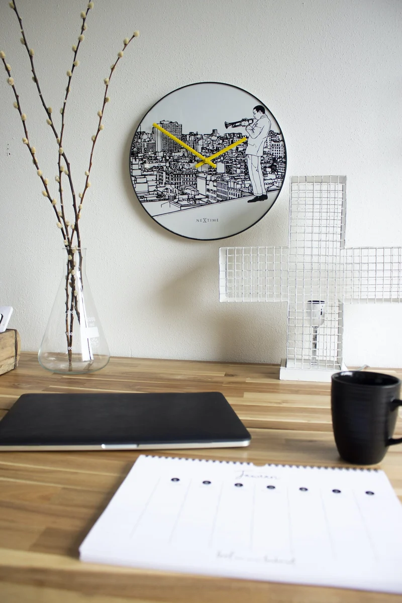 Wall clock - 40 cm - Glass / Metal - Trumpet City
