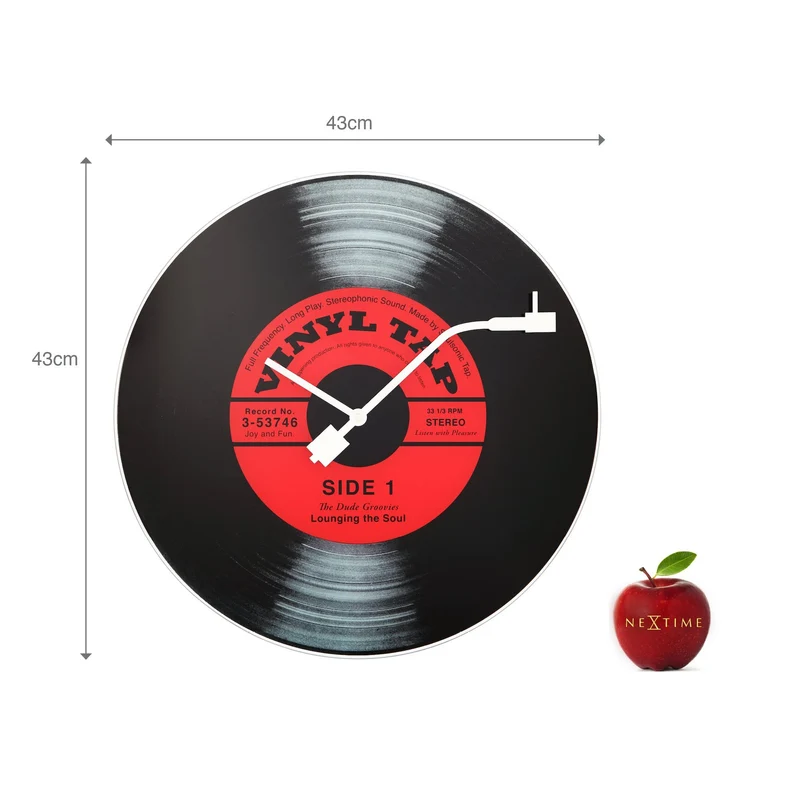 Wall clock - 43 cm - Glass - 'Vinyl Tap'