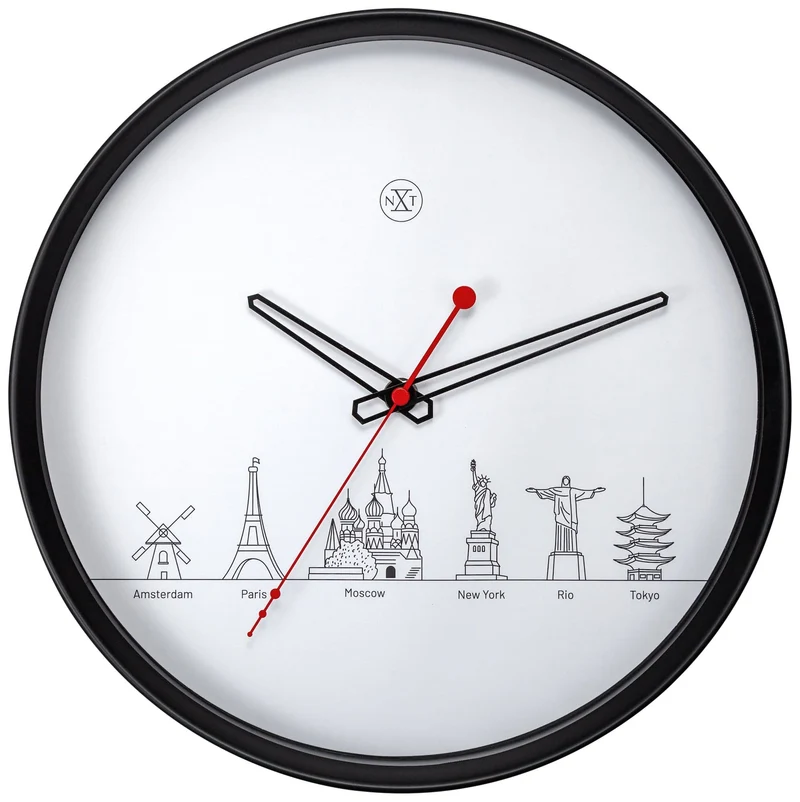 Wall clock - 30 cm - Plastic - 'Worldtour'